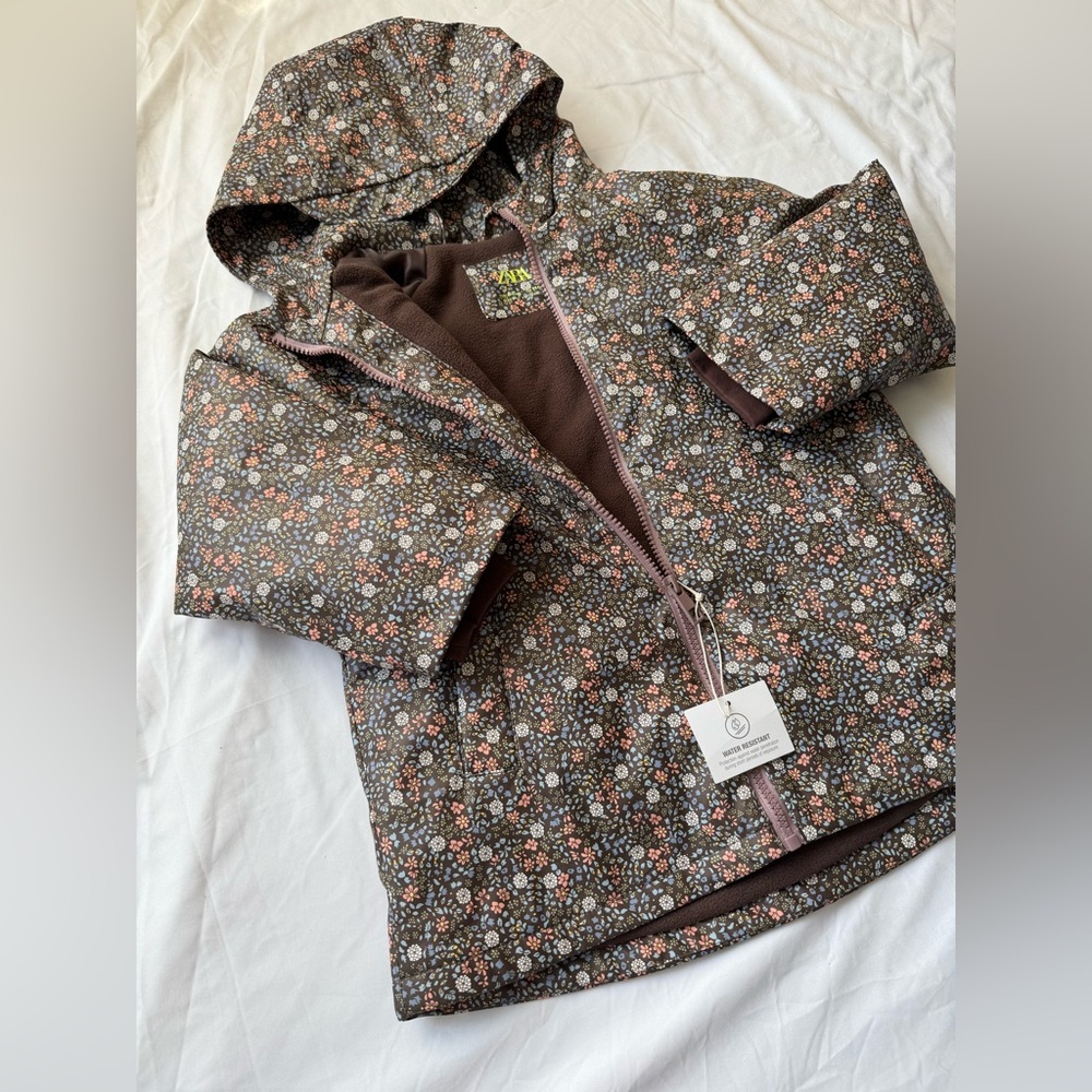 Zara Floral Kids Rain Jacket with Hood